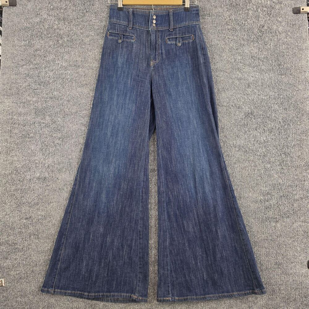 Pilcro Jeans 26 Wide Leg Trousers Denim Blue Casual Sailor Office Work Casual - Picture 5 of 16